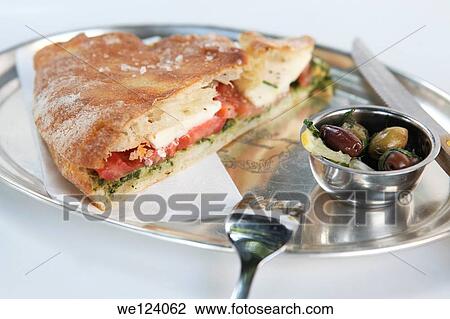 cheese sandwich with tomato and olive side dish. View Large Photo Image Stock Image - cheese sandwich with tomato and olive side dish.. Fotosearch