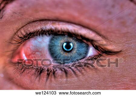 Stock Image - Extreme closeup of a human eye - blue.. Fotosearch