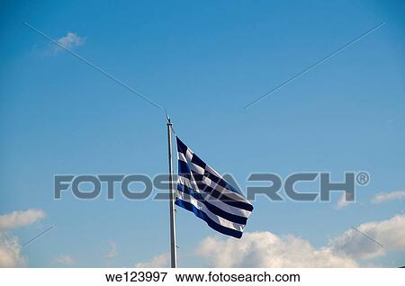 Greek Flag on blue sky. View Large Photo Image Stock Photo - Greek Flag on blue sky.. Fotosearch
