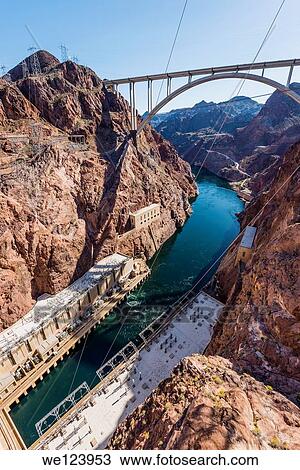Hover Dam, Arizona - Nevada. View Large Photo Image Stock Image - Hover Dam, Arizona - Nevada.. Fotosearch