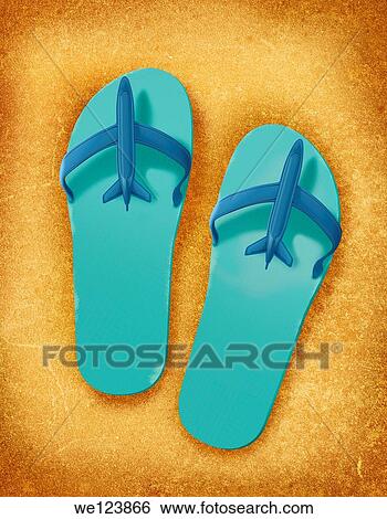Illustration of beach slippers. View Large Photo Image Stock Photograph - Illustration of beach slippers.. Fotosearch