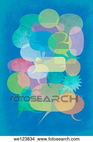Illustration of chat bubbles against blue background. View Large Photo Image Picture - Illustration of chat bubbles against blue background.. Fotosearch