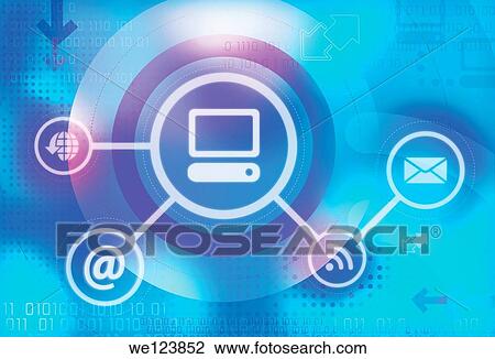 Stock Image - Illustration of social communication networks.. Fotosearch