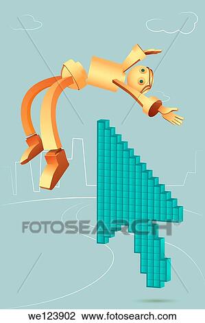 Stock Image - Illustrative image of arrow picking robotic businessman.. Fotosearch