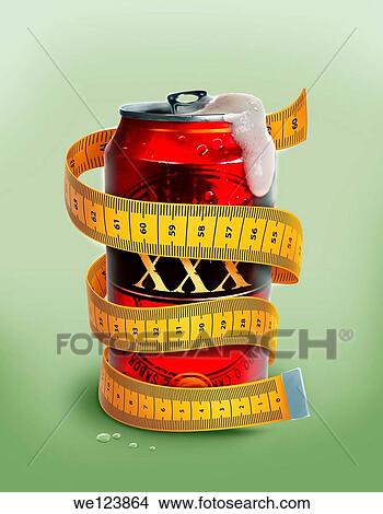 Illustrative image of beer can wrapped with measuring tape representing diet beer. View Large Photo Image Picture - Illustrative image of beer can wrapped with measuring tape representing diet beer.. Fotosearch