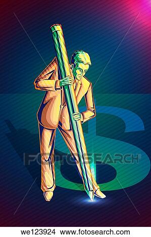 Picture - Illustrative image of businessman creating dollar sign representing aim and development.. Fotosearch