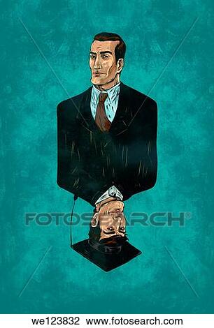 Stock Image - Illustrative image of businessman with reflection of himself wearing mortarboard representing desire for graduation.. Fotosearch