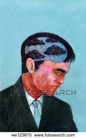 Illustrative image of businessman's head made of clouds and rain representing business failure. View Large Photo Image Stock Photography - Illustrative image of businessman's head made of clouds and rain representing business failure.. Fotosearch