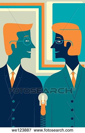 Stock Photo - Illustrative image of businessmen with zipper representing merger.. Fotosearch