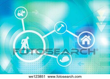 Illustrative image of construction worker building house representing real estate. View Large Photo Image Stock Image - Illustrative image of construction worker building house representing real estate.. Fotosearch