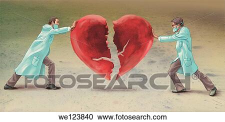 Stock Image - Illustrative image of doctors joining heart representing heart surgery.. Fotosearch
