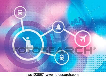 Stock Photo - Illustrative image of icons representing travel industry.. Fotosearch