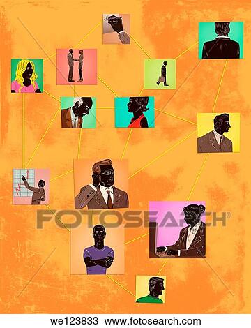 Stock Image - Illustrative image of people connected together representing social networking.. Fotosearch