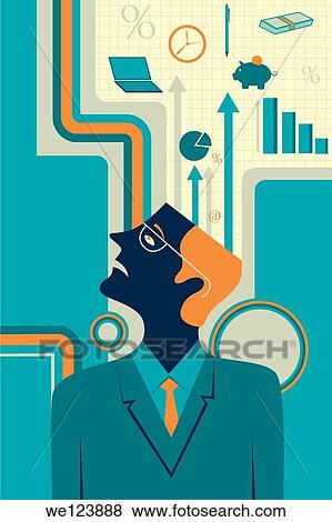 Illustrative image of thoughtful businessman representing business strategy. View Large Photo Image Stock Photo - Illustrative image of thoughtful businessman representing business strategy.. Fotosearch