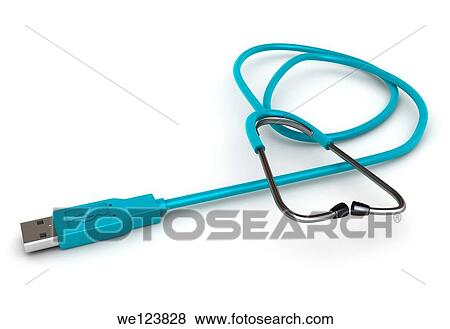Illustrative image of USB cable attached to a stethoscope over white background. View Large Photo Image Stock Photo - Illustrative image of USB cable attached to a stethoscope over white background.. Fotosearch