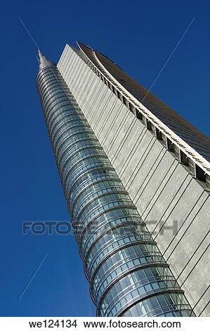 Porta Nuova Garibaldi Tower designed by Cesar Pelli, Gae Aulenti square, Milan - Italy. View Large Photo Image Picture - Porta Nuova Garibaldi Tower designed by Cesar Pelli, Gae Aulenti square, Milan - Italy.. Fotosearch