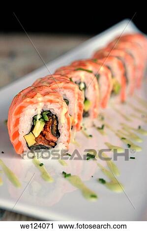 Stock Image - Salmon Sushi Maki.. Fotosearch