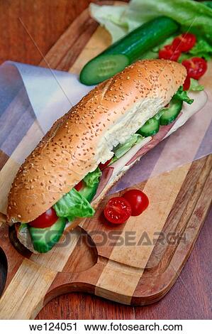 Stock Image - Sandwich with Cold cuts of turkey and beef.. Fotosearch