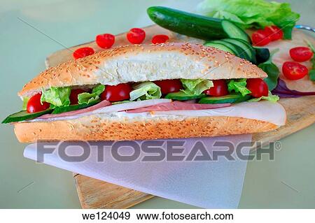 Sandwich with Cold cuts of turkey and beef. View Large Photo Image Stock Photo - Sandwich with Cold cuts of turkey and beef.. Fotosearch