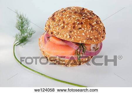 Stock Photo - Smoked Salmon Sandwich.. Fotosearch
