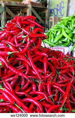 Stall selling red hot chilli peppers Photographed at the Carmel Market, Tel Aviv, Israel. View Large Photo Image Stock Image - Stall selling red hot chilli peppers Photographed at the Carmel Market, Tel Aviv, Israel.. Fotosearch
