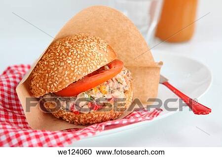 Tuna salad sandwich with tomato. View Large Photo Image Stock Image - Tuna salad sandwich with tomato.. Fotosearch