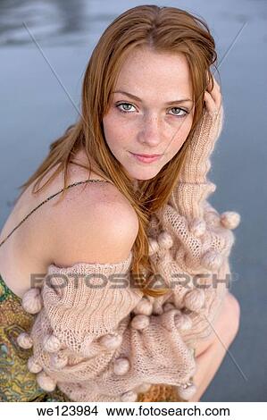 Picture - Young Woman On Beach.. Fotosearch