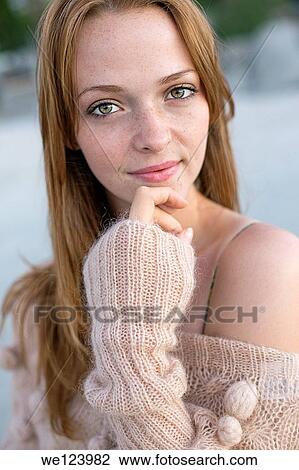 Young Woman On Beach. View Large Photo Image Stock Image - Young Woman On Beach.. Fotosearch