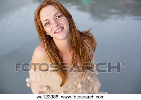 Young Woman On Beach. View Large Photo Image Stock Photography - Young Woman On Beach.. Fotosearch