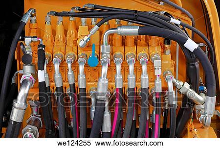 Excavator Hydraulic Pressure Hoses System. View Large Photo Image Stock Photography - Excavator Hydraulic Pressure Hoses System.. Fotosearch