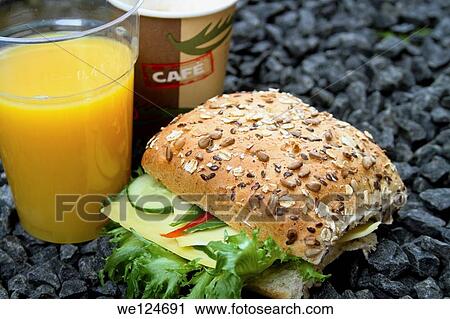 Breakfast including sandwich, orange juice and coffee. View Large Photo Image Stock Image - Breakfast including sandwich, orange juice and coffee.. Fotosearch