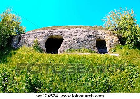 Entrance to the house, Cave City - Baqla (Bean), Bakhchysarai Raion, Crimea, Ukraine, Eastern Europe. View Large Photo Image Picture - Entrance to the house, Cave City - Baqla (Bean), Bakhchysarai Raion, Crimea, Ukraine, Eastern Europe.. Fotosearch