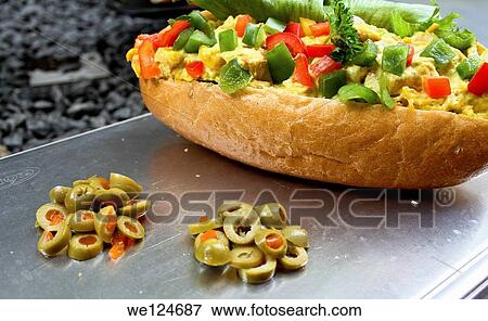 Fresh Sandwich with cucumber, olive, sweet pepper lettuce, tomato and bread. View Large Photo Image Stock Photo - Fresh Sandwich with cucumber, olive, sweet pepper lettuce, tomato and bread.. Fotosearch