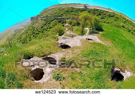 Light windows, Cave City - Baqla (Bean), Bakhchysarai Raion, Crimea, Ukraine, Eastern Europe. View Large Photo Image Stock Image - Light windows, Cave City - Baqla (Bean), Bakhchysarai Raion, Crimea, Ukraine, Eastern Europe.. Fotosearch