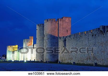 Aigues Mortes walls at Dusk Petit Camargue, Gard department, Languedoc-Roussillon Region France View Large Photo Image Stock Image - Aigues Mortes walls at Dusk Petit Camargue, Gard department, Languedoc-Roussillon Region France. Fotosearch