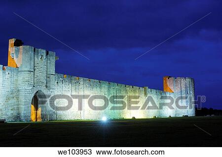 Aigues Mortes walls at Dusk Petit Camargue, Gard department, Languedoc-Roussillon Region France View Large Photo Image Stock Image - Aigues Mortes walls at Dusk Petit Camargue, Gard department, Languedoc-Roussillon Region France. Fotosearch