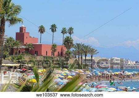Beach and Bil-Bil castle at background, Benalmadena Malaga province, Costa del Sol, Andalucia, Spain View Large Photo Image Stock Photo - Beach and Bil-Bil castle at background, Benalmadena Malaga province, Costa del Sol, Andalucia, Spain. Fotosearch