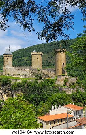 Chateau de Foix castle, Foix, Cathar Country, Ariege, Midi Pyrenees, France View Large Photo Image Picture - Chateau de Foix castle, Foix, Cathar Country, Ariege, Midi Pyrenees, France. Fotosearch