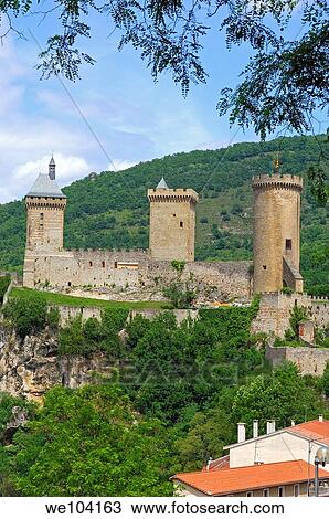 Chateau de Foix castle, Foix, Cathar Country, Ariege, Midi Pyrenees, France View Large Photo Image Stock Image - Chateau de Foix castle, Foix, Cathar Country, Ariege, Midi Pyrenees, France. Fotosearch