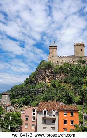 Chateau de Foix castle, Foix, Cathar Country, Ariege, Midi Pyrenees, France View Large Photo Image Stock Image - Chateau de Foix castle, Foix, Cathar Country, Ariege, Midi Pyrenees, France. Fotosearch