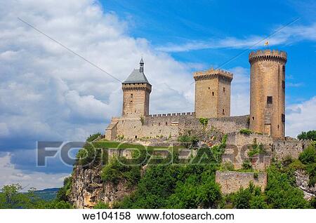 Chateau de Foix castle, Foix, Cathar Country, Ariege, Midi Pyrenees, France View Large Photo Image Stock Photo - Chateau de Foix castle, Foix, Cathar Country, Ariege, Midi Pyrenees, France. Fotosearch