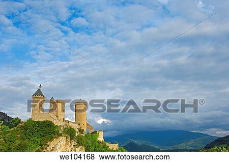 Chateau de Foix castle, Foix, Cathar Country, Ariege, Midi Pyrenees, France View Large Photo Image Stock Photo - Chateau de Foix castle, Foix, Cathar Country, Ariege, Midi Pyrenees, France. Fotosearch