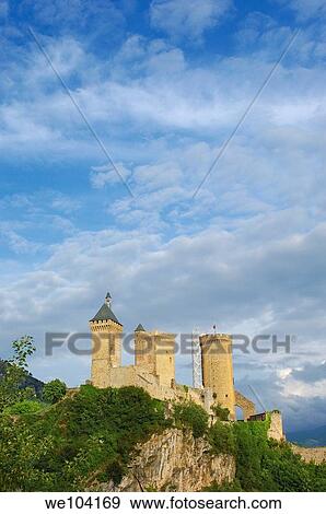 Chateau de Foix castle, Foix, Cathar Country, Ariege, Midi Pyrenees, France View Large Photo Image Stock Photo - Chateau de Foix castle, Foix, Cathar Country, Ariege, Midi Pyrenees, France. Fotosearch