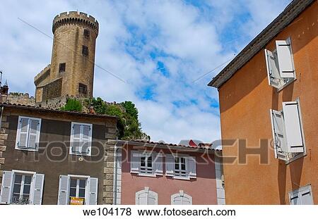 Chateau de Foix castle, Foix, Cathar Country, Ariege, Midi Pyrenees, France View Large Photo Image Stock Photo - Chateau de Foix castle, Foix, Cathar Country, Ariege, Midi Pyrenees, France. Fotosearch