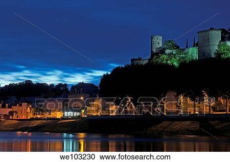 Chinon Castle and Vienne River at dusk, Chinon, Indre-et-Loire, Loire Valley, France View Large Photo Image Stock Image - Chinon Castle and Vienne River at dusk, Chinon, Indre-et-Loire, Loire Valley, France. Fotosearch