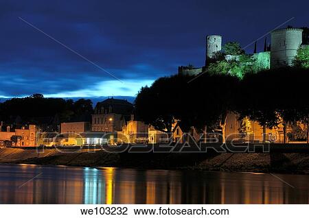 Chinon Castle and Vienne River at dusk, Chinon, Indre-et-Loire, Loire Valley, France View Large Photo Image Stock Image - Chinon Castle and Vienne River at dusk, Chinon, Indre-et-Loire, Loire Valley, France. Fotosearch