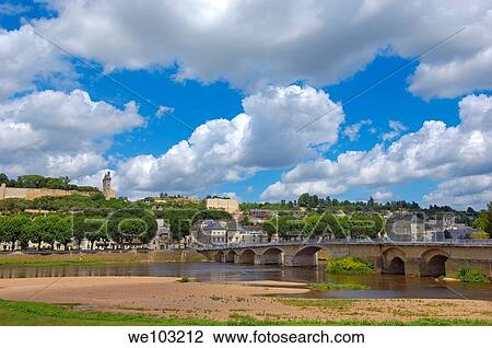 Stock Image - Chinon Castle and Vienne River, Chinon, Indre-et-Loire, Loire Valley, France. Fotosearch