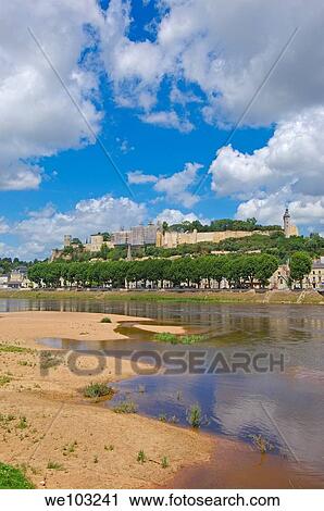 Chinon Castle and Vienne River, Chinon, Indre-et-Loire, Loire Valley, France View Large Photo Image Stock Image - Chinon Castle and Vienne River, Chinon, Indre-et-Loire, Loire Valley, France. Fotosearch