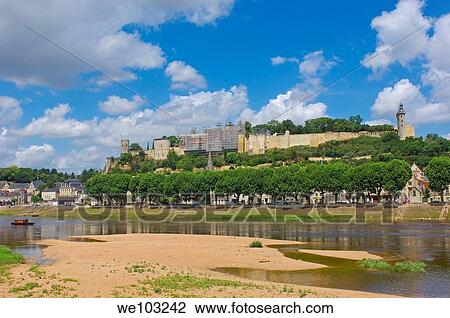 Chinon Castle and Vienne River, Chinon, Indre-et-Loire, Loire Valley, France View Large Photo Image Stock Image - Chinon Castle and Vienne River, Chinon, Indre-et-Loire, Loire Valley, France. Fotosearch