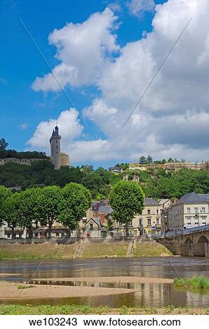 Chinon Castle and Vienne River, Chinon, Indre-et-Loire, Loire Valley, France View Large Photo Image Stock Image - Chinon Castle and Vienne River, Chinon, Indre-et-Loire, Loire Valley, France. Fotosearch